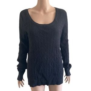 Faded Glory Sweater Women's XL Black Knit 100% Cotton Stretch